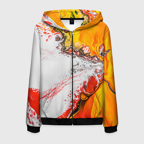 Мужская толстовка на молнии Рисунок желтой краской / 3D-Черный – фото 1