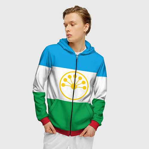 Мужская толстовка на молнии Башкортостан / 3D-Красный – фото 3