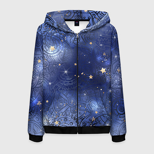 Мужская толстовка на молнии Небо в стиле Стимпанк / 3D-Черный – фото 1
