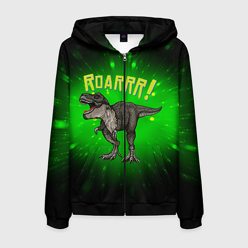 Мужская толстовка на молнии Roarrr! Динозавр T-rex / 3D-Черный – фото 1