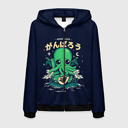 Толстовка 3D на молнии мужская Cthulhu Good Luck, цвет: 3D-черный