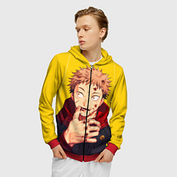 Толстовка 3D на молнии мужская Магическая битва Jujutsu kai, цвет: 3D-красный — фото 2
