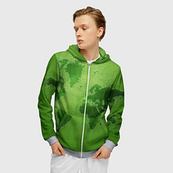 Толстовка 3D на молнии мужская Карта мира, цвет: 3D-меланж — фото 2