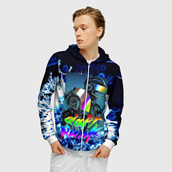 Толстовка 3D на молнии мужская DAFT PUNK : MUSIC ALIVE, цвет: 3D-белый — фото 2
