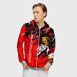 Толстовка 3D на молнии мужская PORSCHE ПОРШЕ ГРАНЖ, цвет: 3D-меланж — фото 2