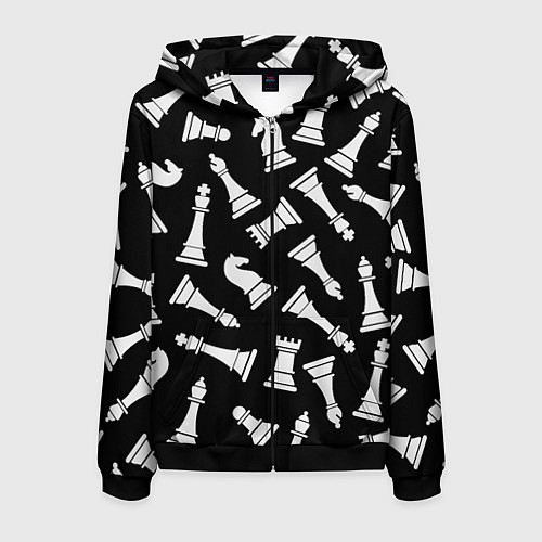 Мужская толстовка на молнии Фигуры, Шахматы / 3D-Черный – фото 1