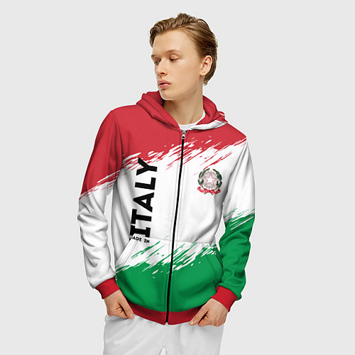 Мужская толстовка на молнии MADE IN ITALY / 3D-Красный – фото 3