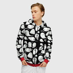 Толстовка 3D на молнии мужская Boo Привидения, цвет: 3D-красный — фото 2
