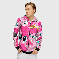Толстовка 3D на молнии мужская Pinkie Pie pattern, цвет: 3D-черный — фото 2