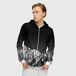 Толстовка 3D на молнии мужская ГОРЫ В МОЕМ СЕРДЦЕ КАМУФЛЯЖ, цвет: 3D-белый — фото 2