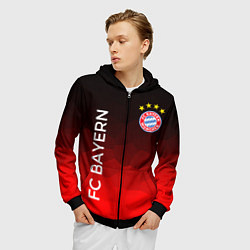 Толстовка 3D на молнии мужская ФК БАВАРИЯ BAYERN МЮНХЕН, цвет: 3D-черный — фото 2
