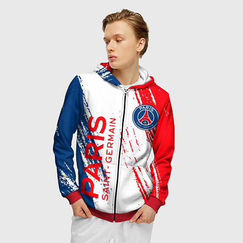 Мужская толстовка на молнии ФК ПСЖ FC PSG PARIS SG / 3D-Красный – фото 3