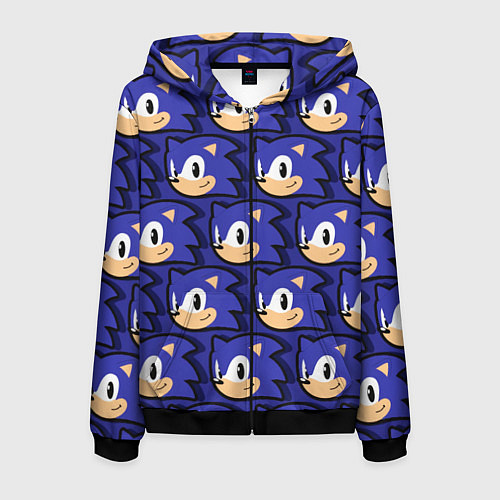Мужская толстовка на молнии Sonic pattern / 3D-Черный – фото 1