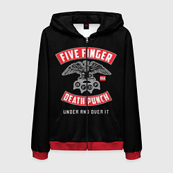 Толстовка 3D на молнии мужская Five Finger Death Punch 5FDP, цвет: 3D-красный