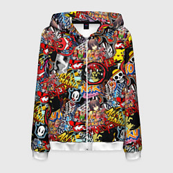 Толстовка 3D на молнии мужская Логотипы Аниме Мультиков, цвет: 3D-белый