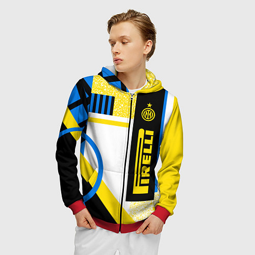 Мужская толстовка на молнии ФК «Интер Милан» 202021 / 3D-Красный – фото 3