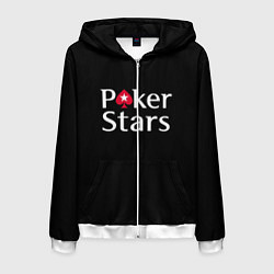 Толстовка 3D на молнии мужская Poker Stars, цвет: 3D-белый