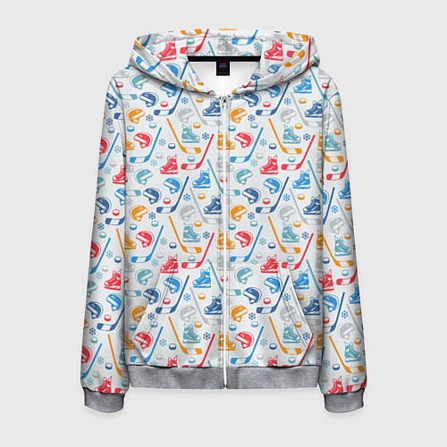 Мужская толстовка на молнии Хоккей / 3D-Меланж – фото 1