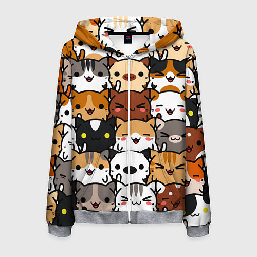 Мужская толстовка на молнии Коты и котики / 3D-Меланж – фото 1