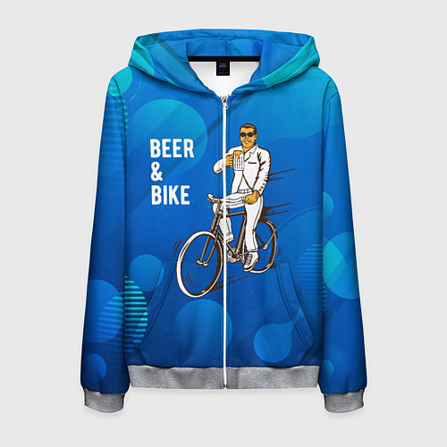 Мужская толстовка на молнии Велосипед и пиво / 3D-Меланж – фото 1