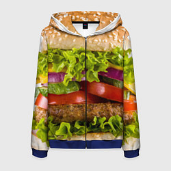 Толстовка 3D на молнии мужская Бургер, цвет: 3D-синий