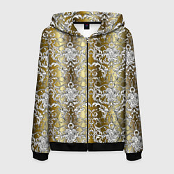 Толстовка 3D на молнии мужская Versace gold & white, цвет: 3D-черный