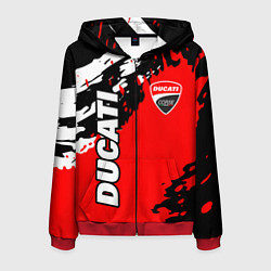 Толстовка 3D на молнии мужская DUCATI ДУКАТИ ГРАНЖ, цвет: 3D-красный