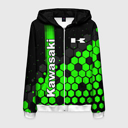 Толстовка 3D на молнии мужская KAWASAKI КАВАСАКИ, цвет: 3D-белый