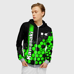 Толстовка 3D на молнии мужская KAWASAKI КАВАСАКИ, цвет: 3D-меланж — фото 2