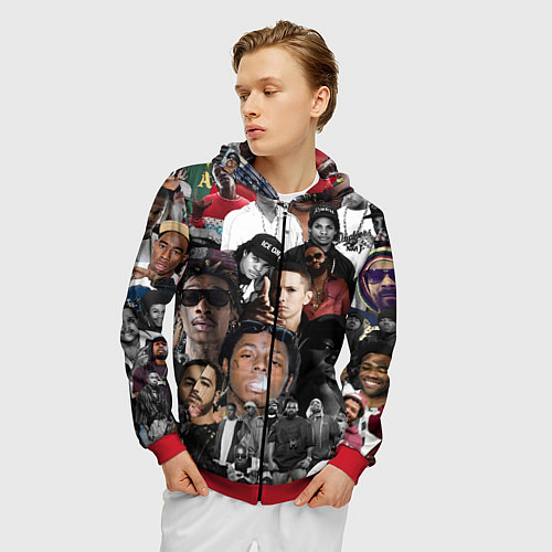 Мужская толстовка на молнии Короли Рэпа KING RAP / 3D-Красный – фото 3