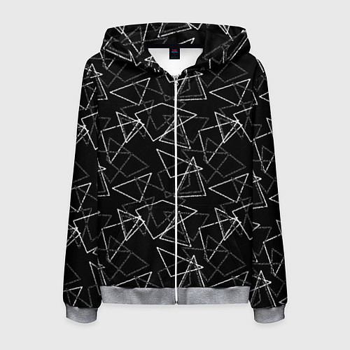 Мужская толстовка на молнии Черно-белый геометрический / 3D-Меланж – фото 1