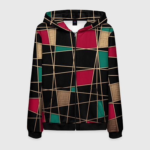 Мужская толстовка на молнии Модный абстрактный узор / 3D-Черный – фото 1