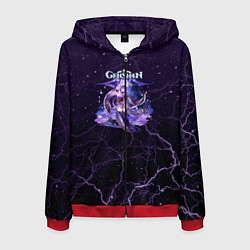 Толстовка 3D на молнии мужская Genshin Impact - Raiden Shogun, цвет: 3D-красный