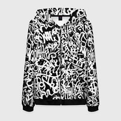 Мужская толстовка на молнии Graffiti white on black