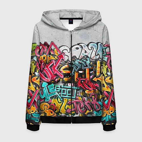 Мужская толстовка на молнии Graffiti on the wall / 3D-Черный – фото 1