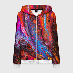 Толстовка 3D на молнии мужская Брызги на камнях, цвет: 3D-белый