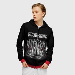 Толстовка 3D на молнии мужская SCORPIONS, цвет: 3D-красный — фото 2