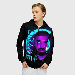 Толстовка 3D на молнии мужская Drake, цвет: 3D-черный — фото 2