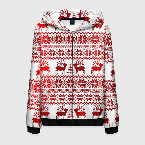 Мужская толстовка на молнии Зимний лес / 3D-Черный – фото 1