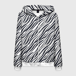 Мужская толстовка на молнии Черно-белый полосатый тигровый