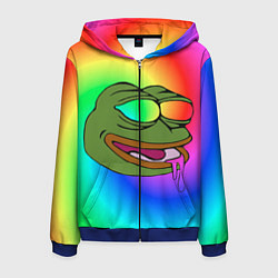 Толстовка 3D на молнии мужская Pepe rainbow, цвет: 3D-синий