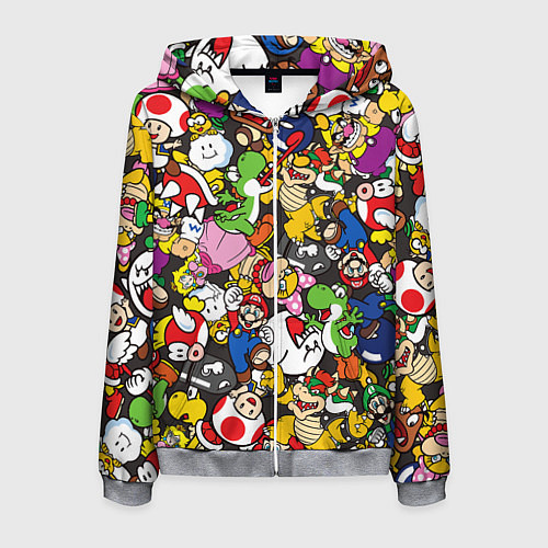 Мужская толстовка на молнии Mario ALLSTARS / 3D-Меланж – фото 1