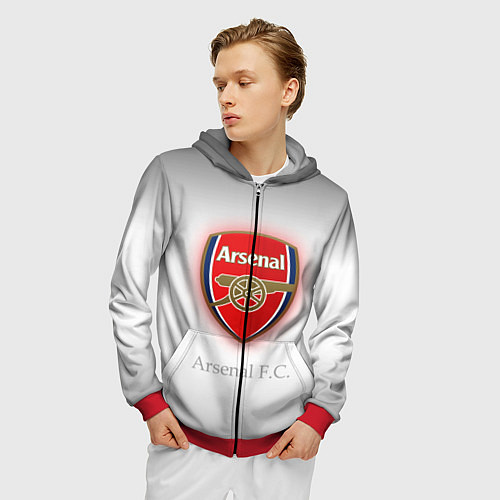 Мужская толстовка на молнии F C Arsenal / 3D-Красный – фото 3