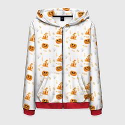 Толстовка 3D на молнии мужская Patern Halloween 23, цвет: 3D-красный