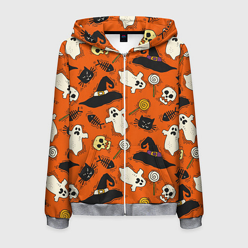 Мужская толстовка на молнии Хэллоуинские шалости / 3D-Меланж – фото 1
