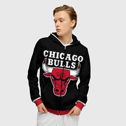 Толстовка 3D на молнии мужская B C Chicago Bulls, цвет: 3D-красный — фото 2