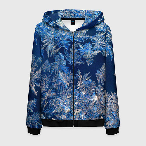 Мужская толстовка на молнии Снежинки макро snowflakes macro / 3D-Черный – фото 1