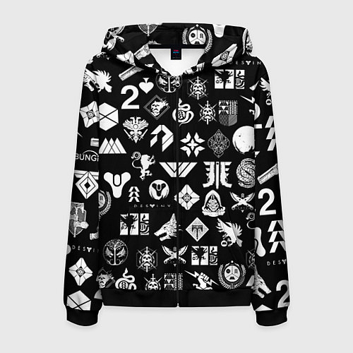 Мужская толстовка на молнии DESTINY 2 PATTERN GAME LOGO ДЕСТИНИ 2 ПАТТЕРН СИМВ / 3D-Черный – фото 1