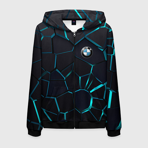 Мужская толстовка на молнии BMW 3D плиты с подсветкой / 3D-Черный – фото 1