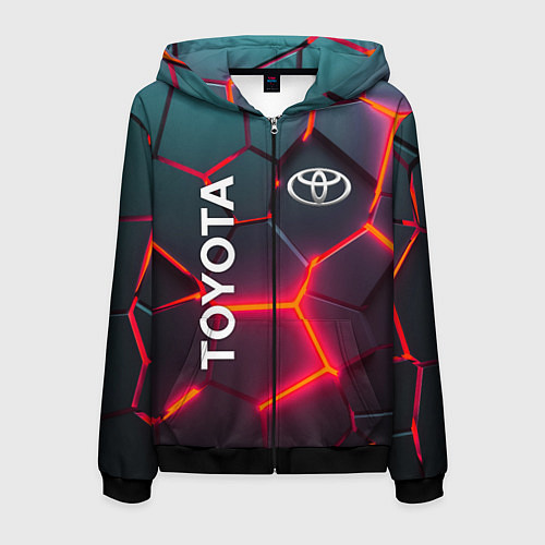 Мужская толстовка на молнии TOYOTA 3D NEON ТОЙОТА 3Д ПЛИТЫ НЕОН / 3D-Черный – фото 1